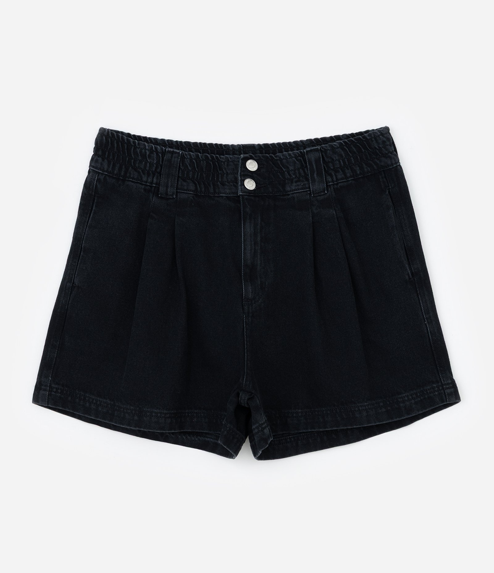 Short Clochard em Jeans com Abotoamento Duplo Curve & Plus Size Preto 5