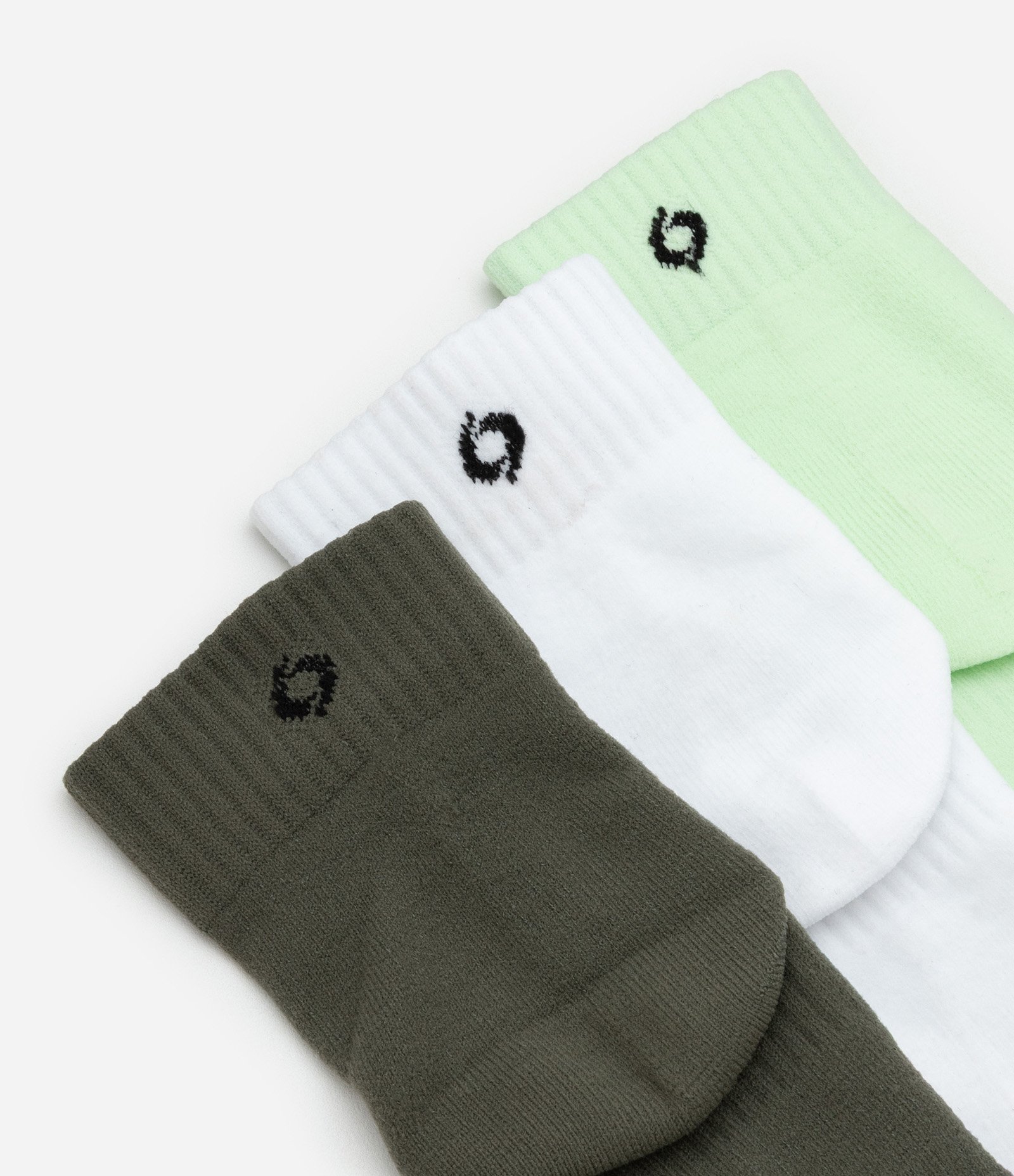Kit 03 Meias Esportivas Cano Médio em Poliamida com Logo Get Over Verde Escuro/Branco/Verde Claro 4