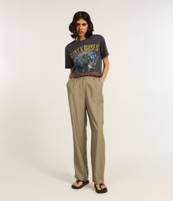 Calça Reta em Alfaiataria com Bolso