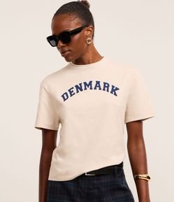 Camiseta em Algodão com Lettering Denmark