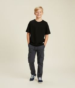 Calça Infantil Jogger em Sarja com Bolso Cargo - Tam 5 a 14 Anos