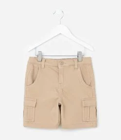 Bermuda Infantil em Sarja Liso com Bolsinhos Cargo - Tam 5 a 14 Anos