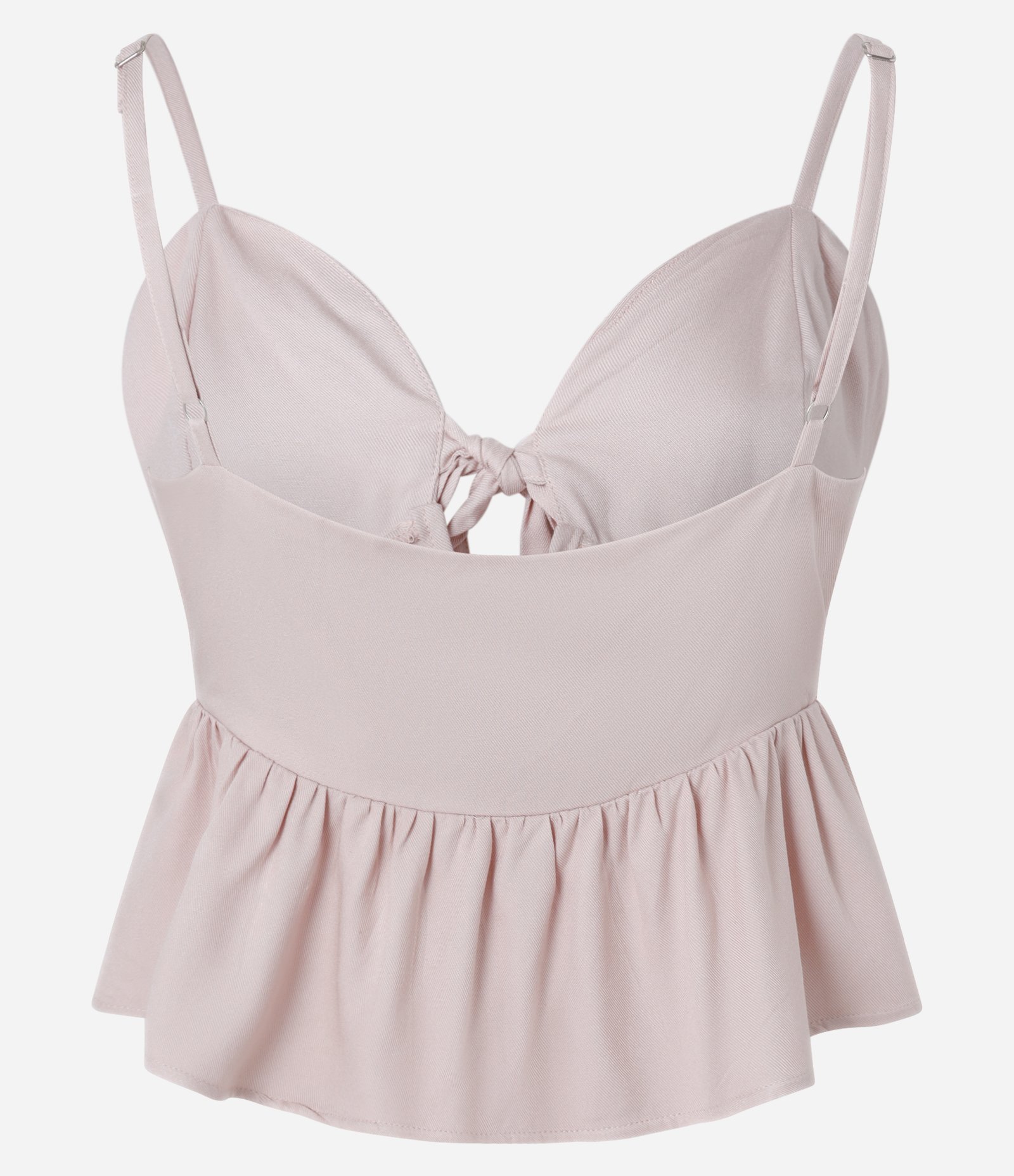 Blusa em Viscose Twill com Amarração no Busto e Babado na Barra Rosa 7