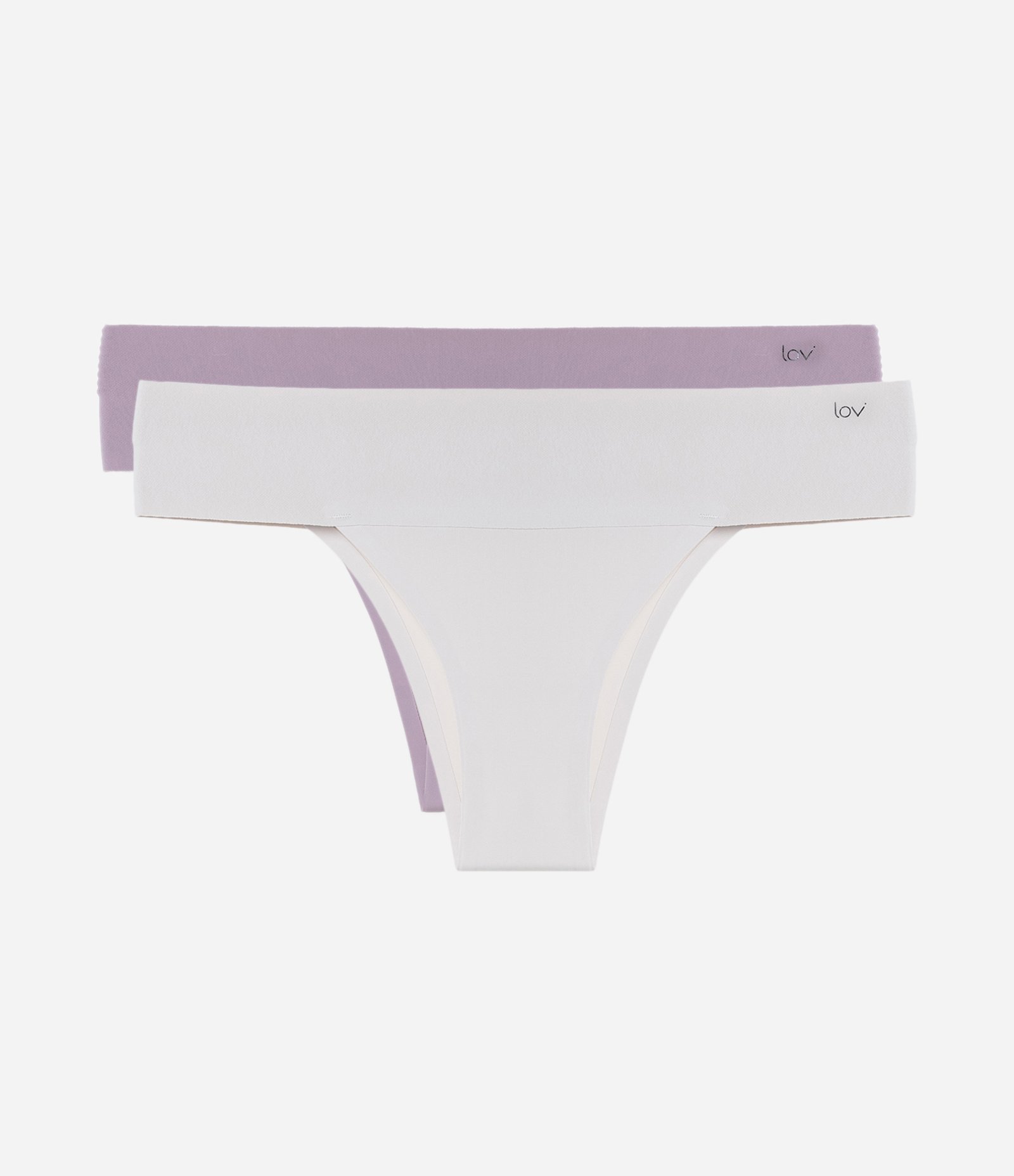 Kit 02 Calcinhas Biquíni em Microfibra com Cós Largo Rosa Neutro/Off White 1