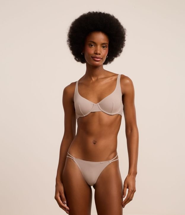 Sutiã Meia Taça sem Bojo com Aro em Microfibra Texturizada