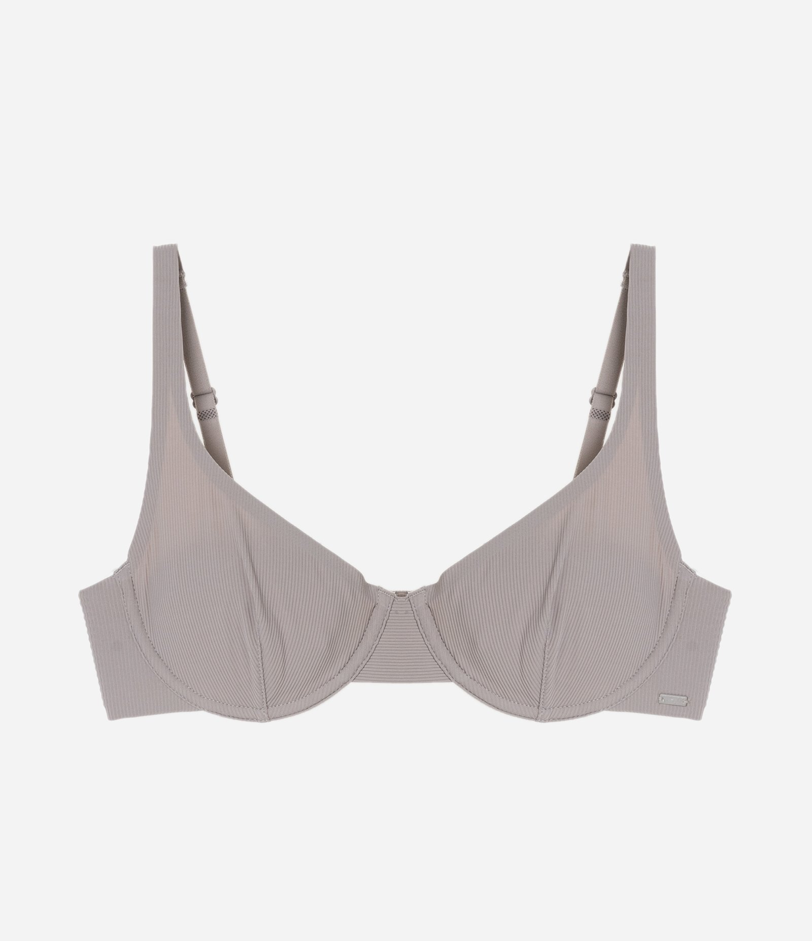 Sutiã Meia Taça sem Bojo com Aro em Microfibra Texturizada Cinza 4