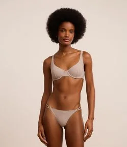 Sutiã Meia Taça sem Bojo com Aro em Microfibra Texturizada