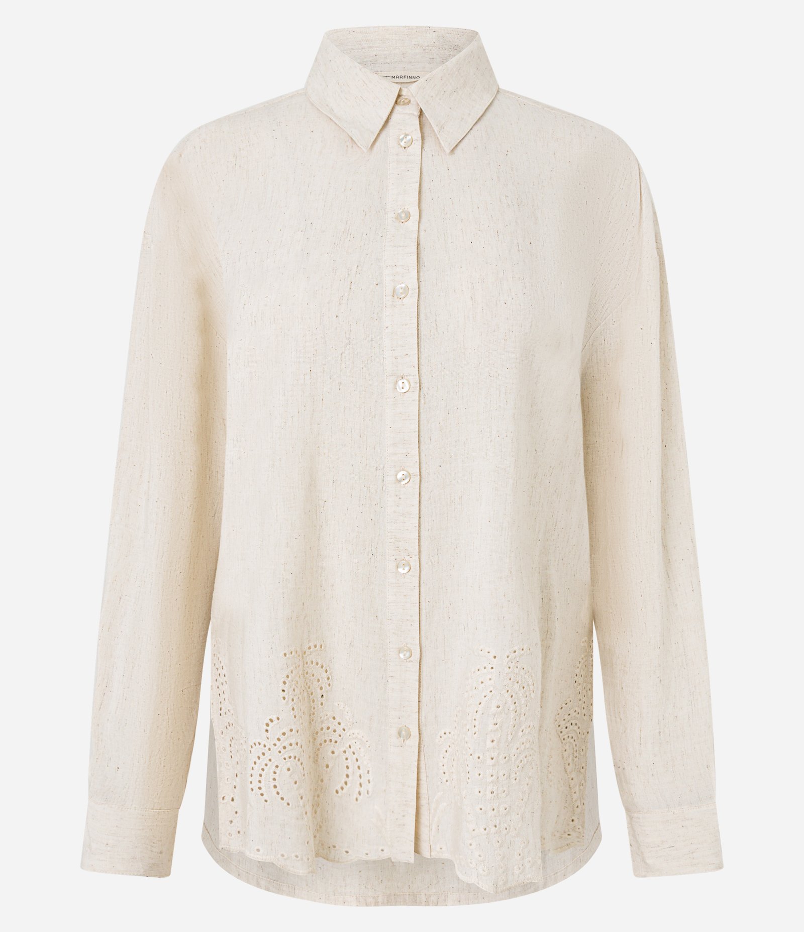 Camisa em Viscolinho com Laise na Barra Bege 6