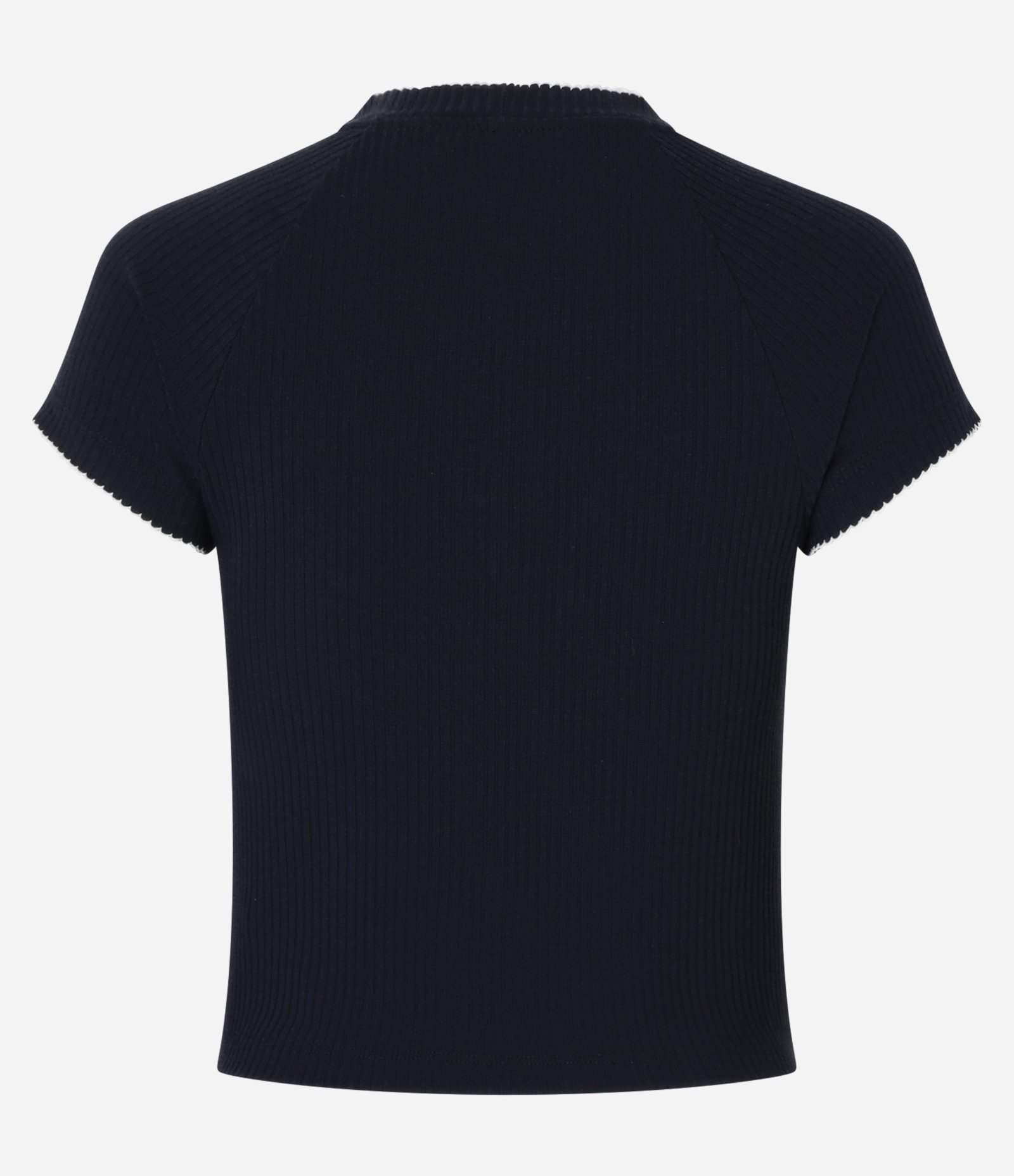 Blusa em Ribana com Friso Contrastante na Gola Preto 6