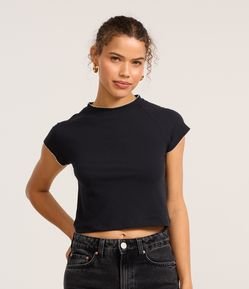 Blusa em Ribana com Friso Contrastante na Gola