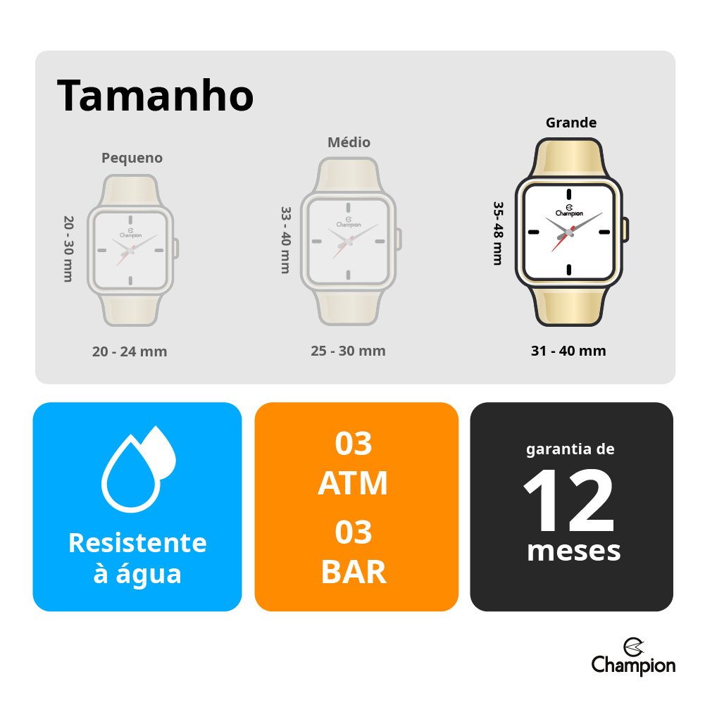 Kit Relógio Analógico Feminino Champion Dourado 5