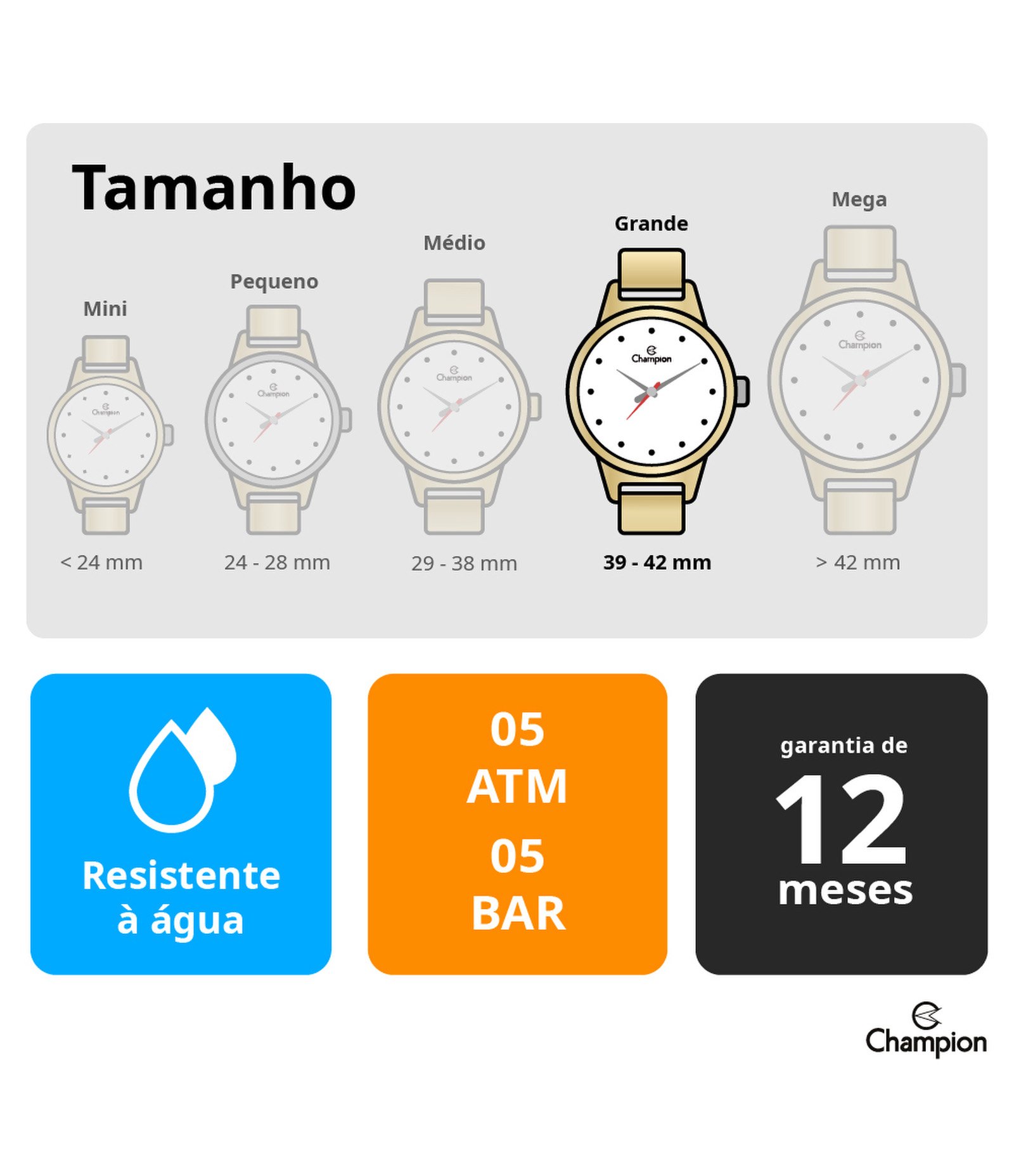 Kit Relógio Analógico Feminino Champion Rose 5