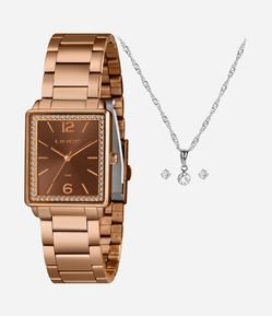 Kit Relógio Analógico Feminino Lince 