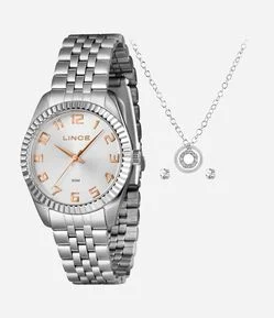 Kit Relógio Analógico Feminino Lince 