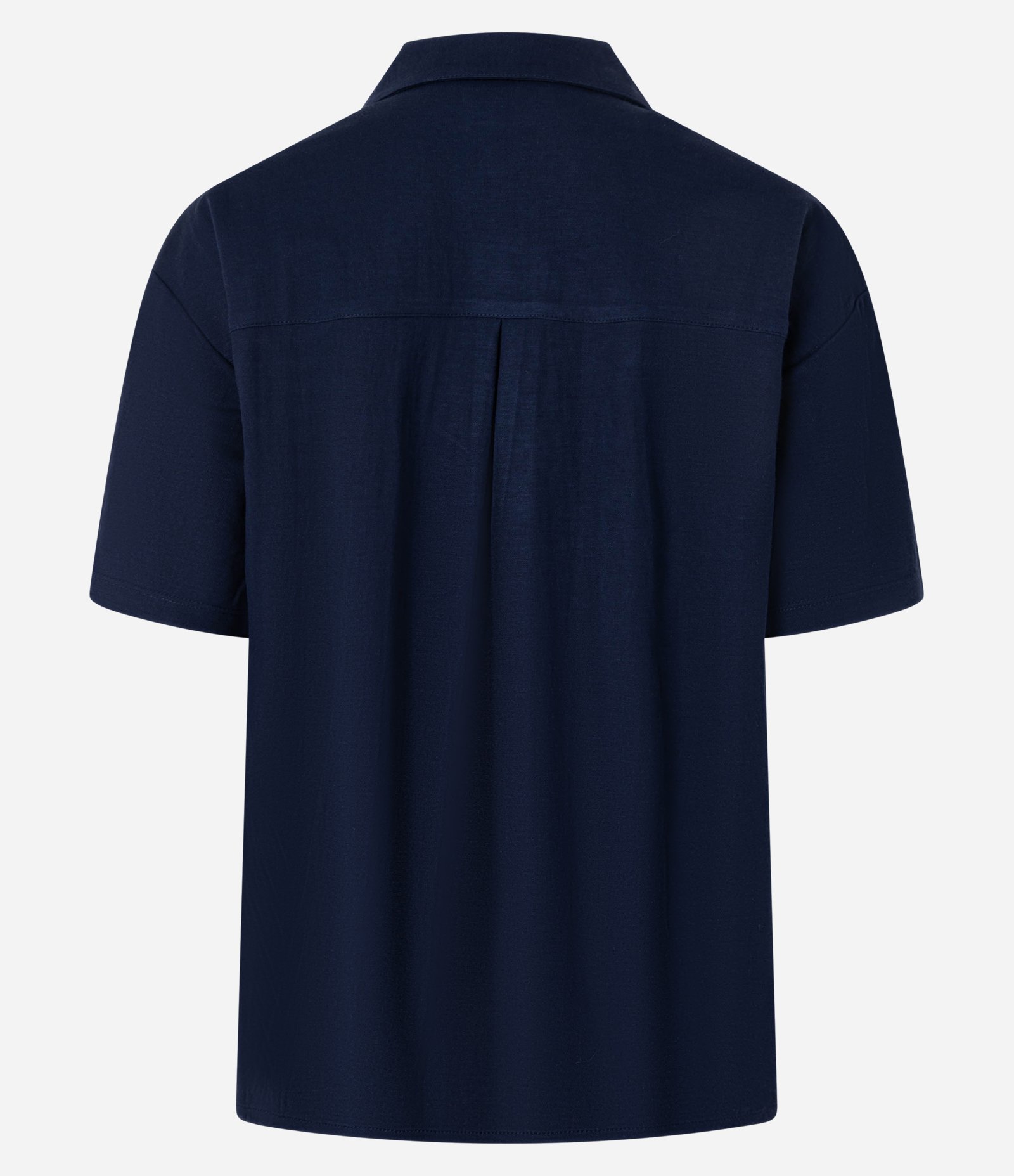 Camisa Texturizada em Orly com Bolsos e Botões Azul Marinha 6