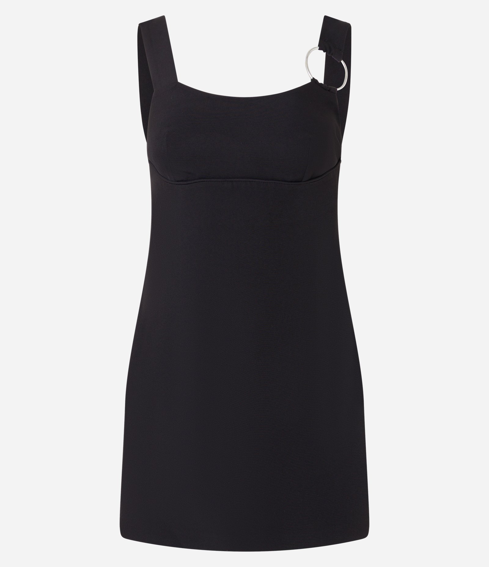 Vestido Curto Ajustado Alfaiataria com Argola na Alça Preto 5