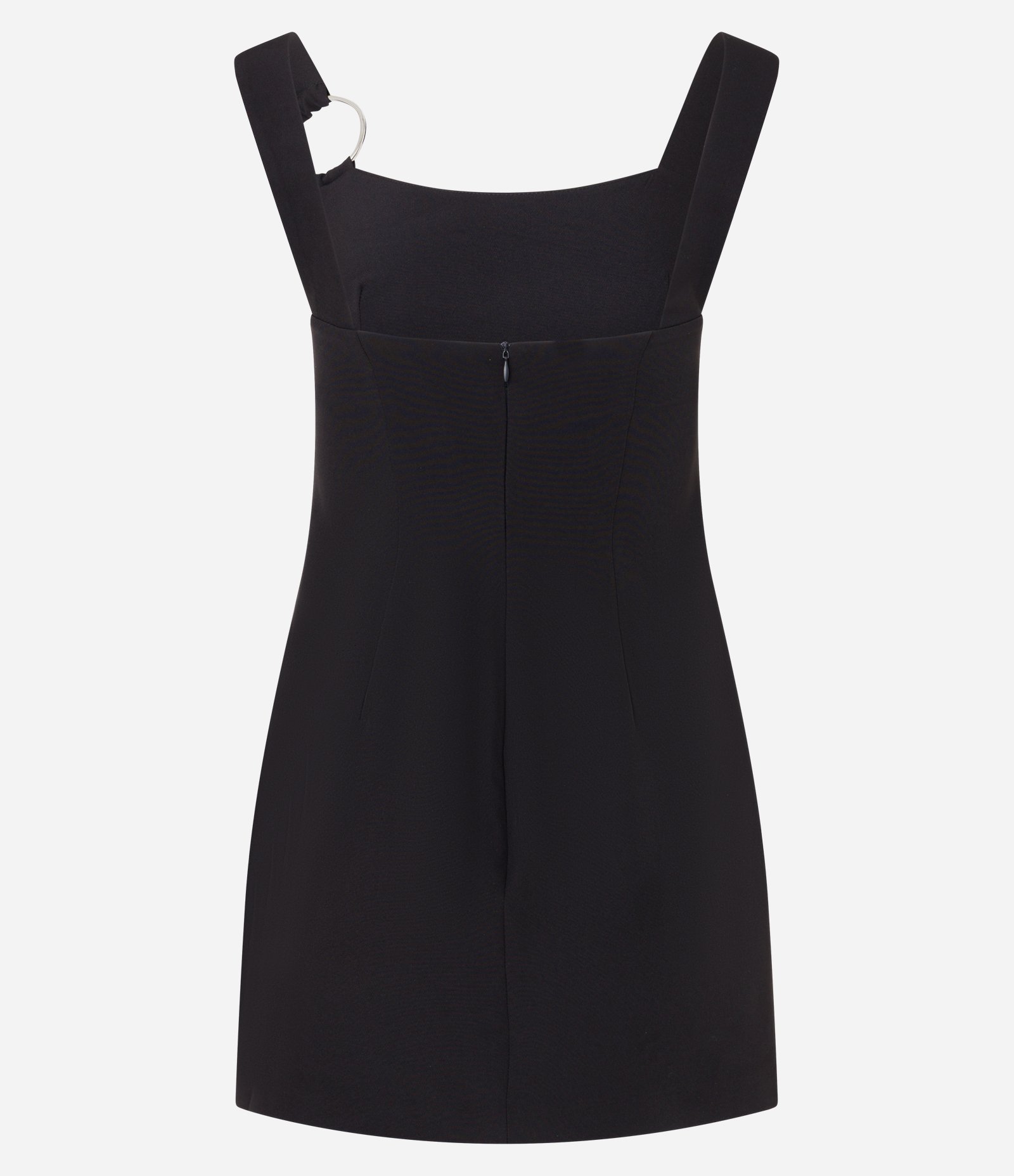 Vestido Curto Ajustado Alfaiataria com Argola na Alça Preto 6