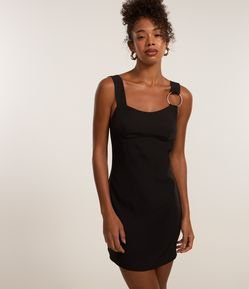 Vestido Curto Ajustado Alfaiataria com Argola na Alça