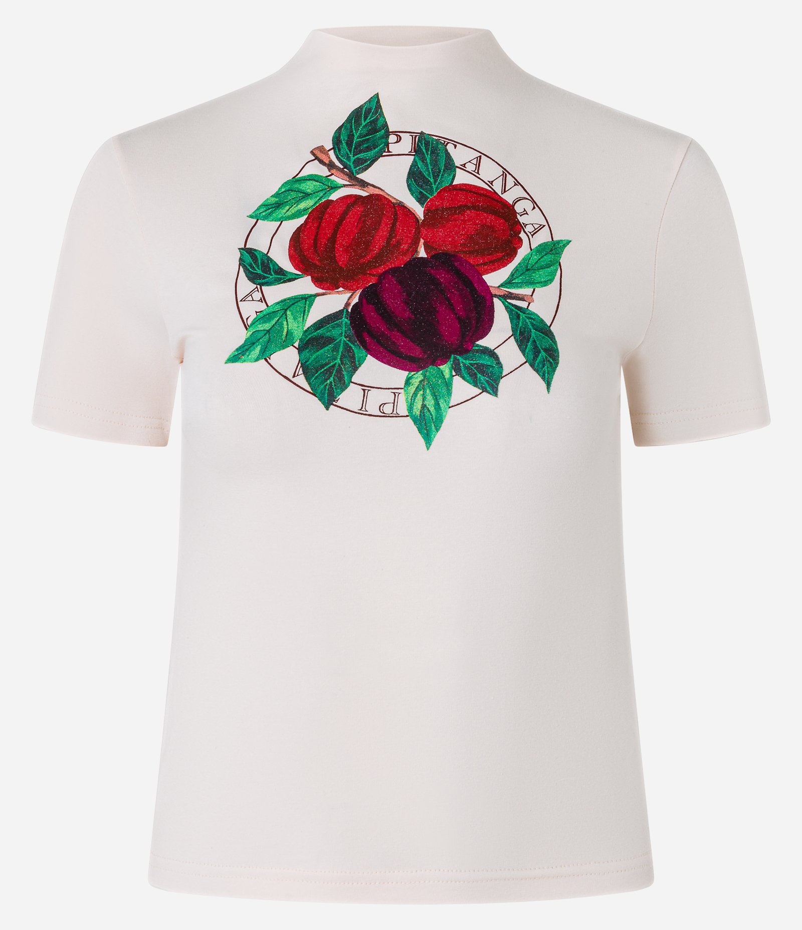 Blusa Baby Look em Algodão com Estampa Pitangas Rosa Claro 6