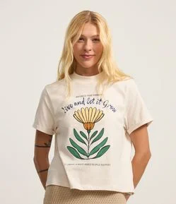 Camiseta em Algodão com Estampa Floral