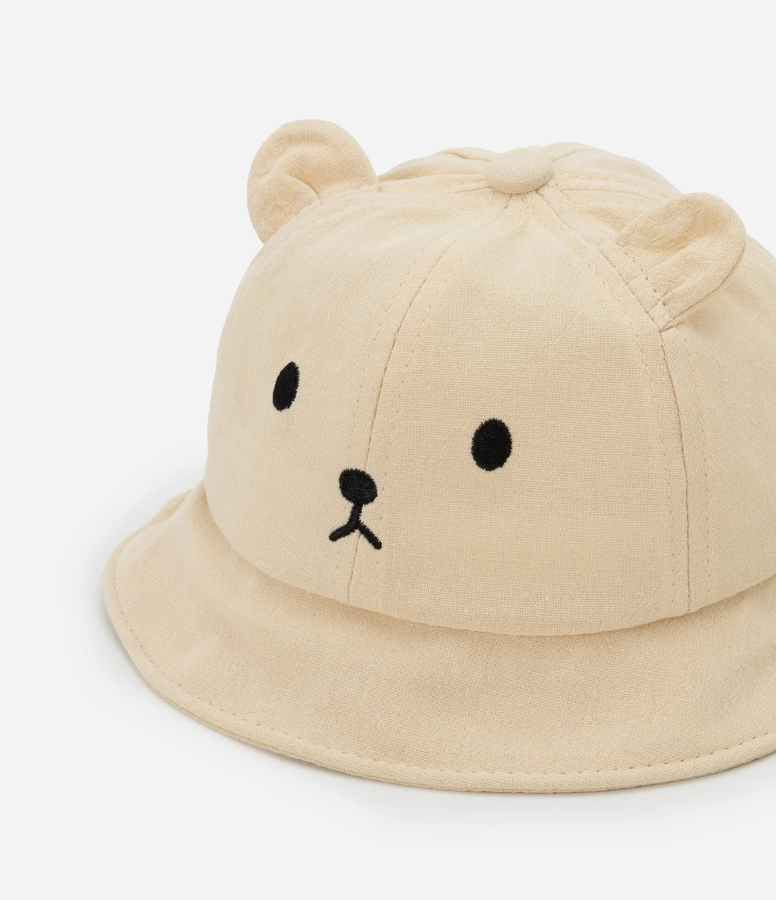 Chapéu Infantil com Bordado Carinha de Urso - Tam Único Bege 2