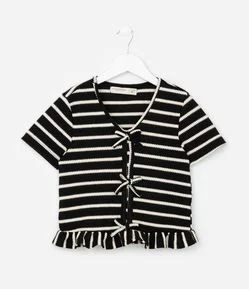 Blusa Infantil com Babadinhos e Lacinhos - Tam 5 a 14  Anos