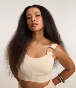 Blusa Cropped Alfaiataria com Argola na Alça