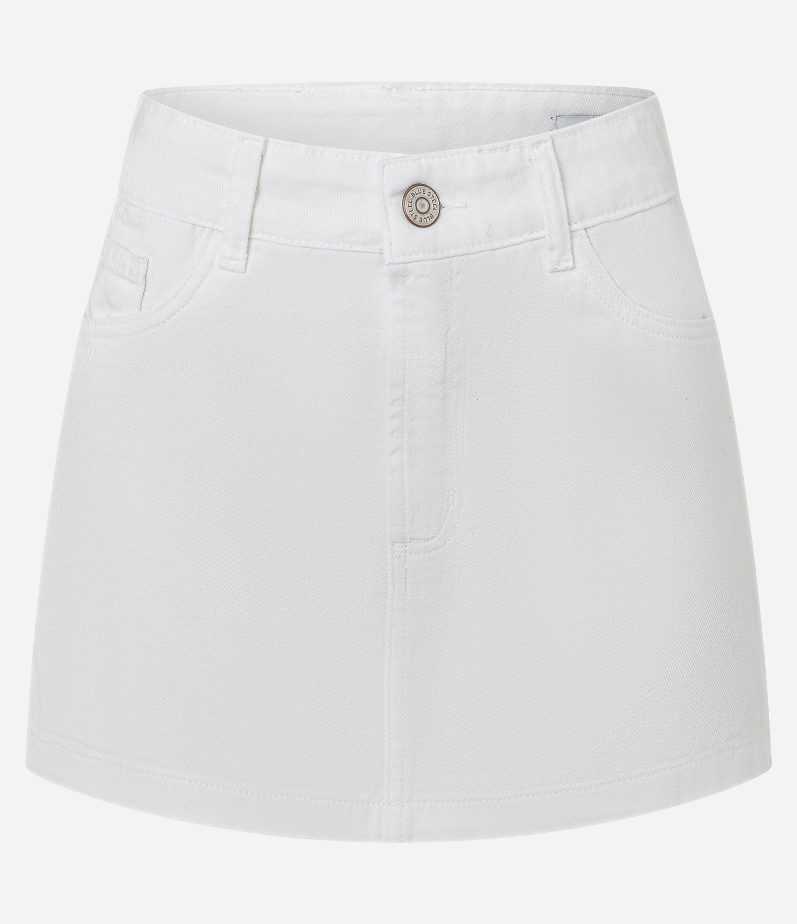 Saia Curta em Sarja Básica Branco 5