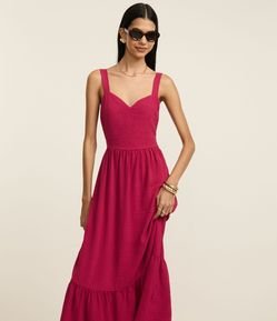 Vestido Evasê Midi em Airflow com Barra Franzida