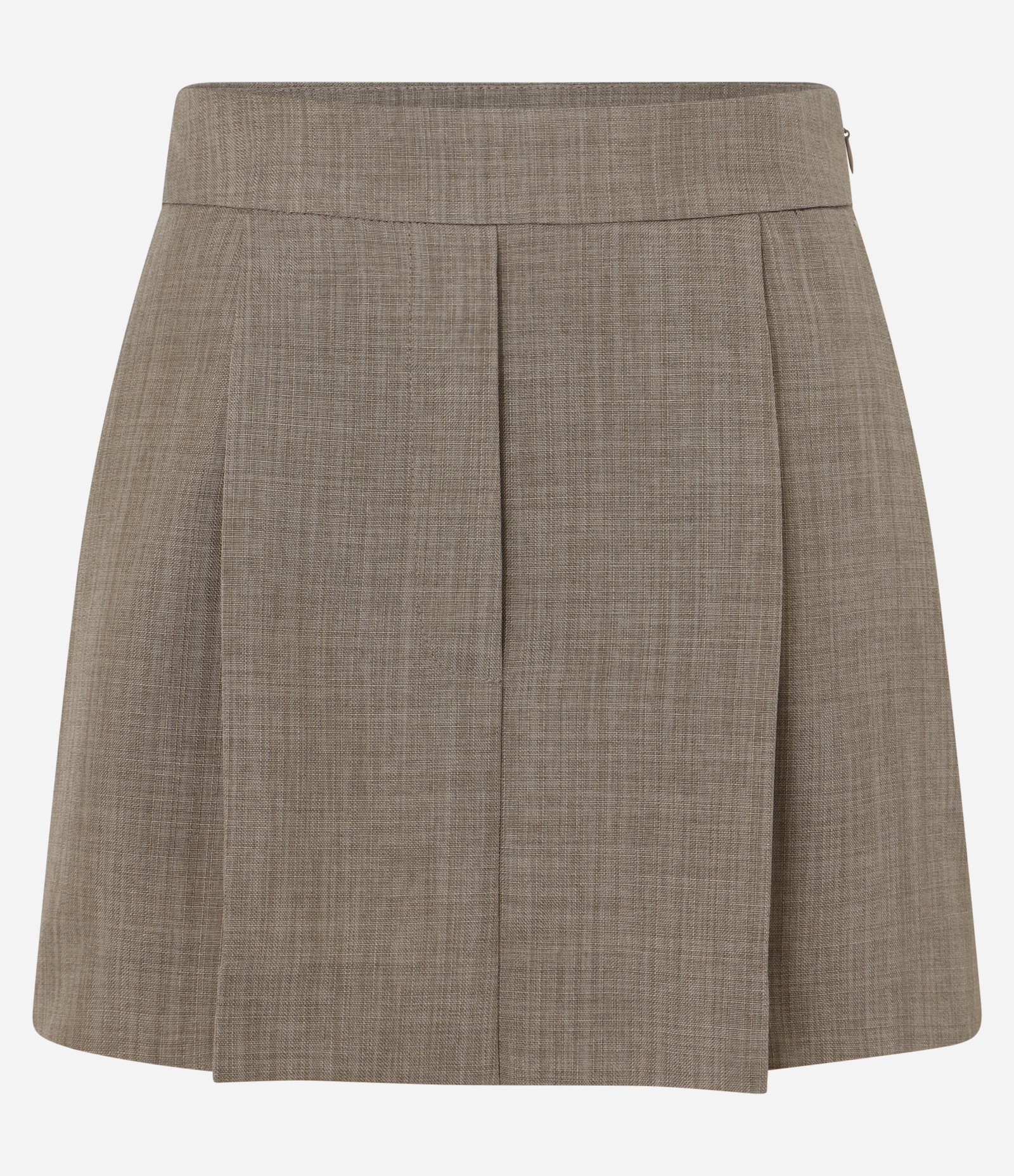 Short Saia Alfaiataria com Pregas Frontais Marrom 8