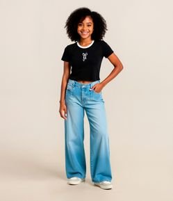 Camiseta Infantil com Estampa Lacinho - Tam 5 a 14 Anos