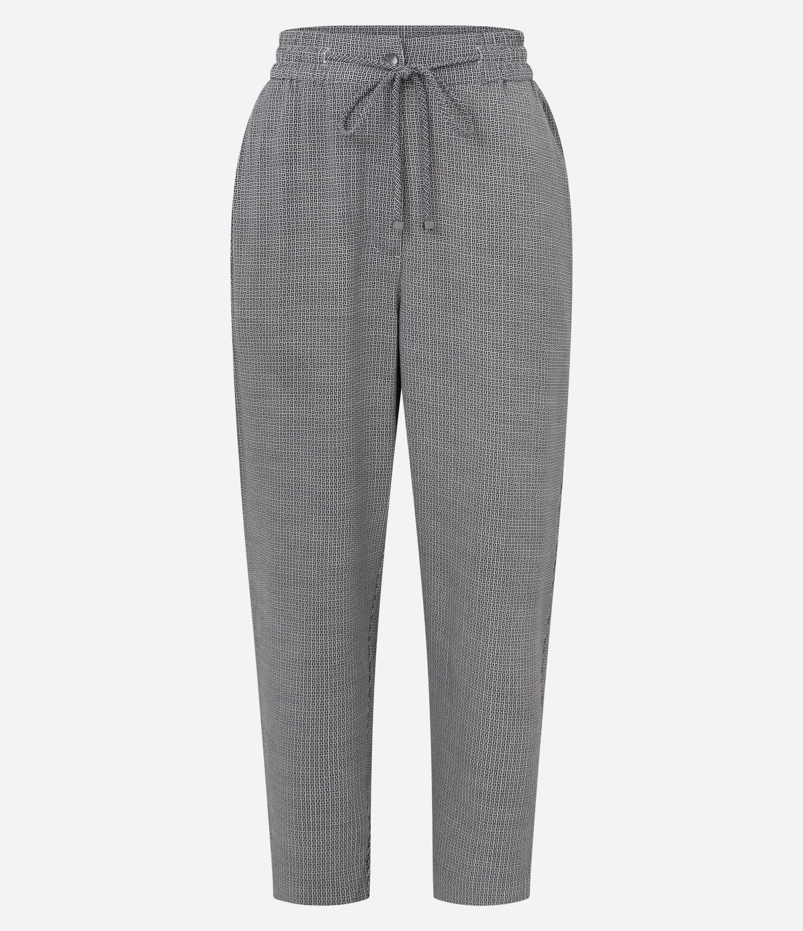 Calça em Crepe com Estampa Geométrica Cinza 5