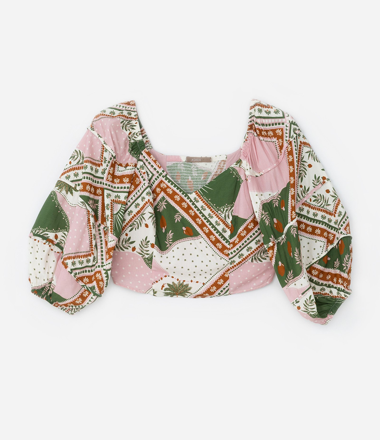 Blusa Estampa de Lenço com Manga 3/4 Curve & Plus Size Multicores 5