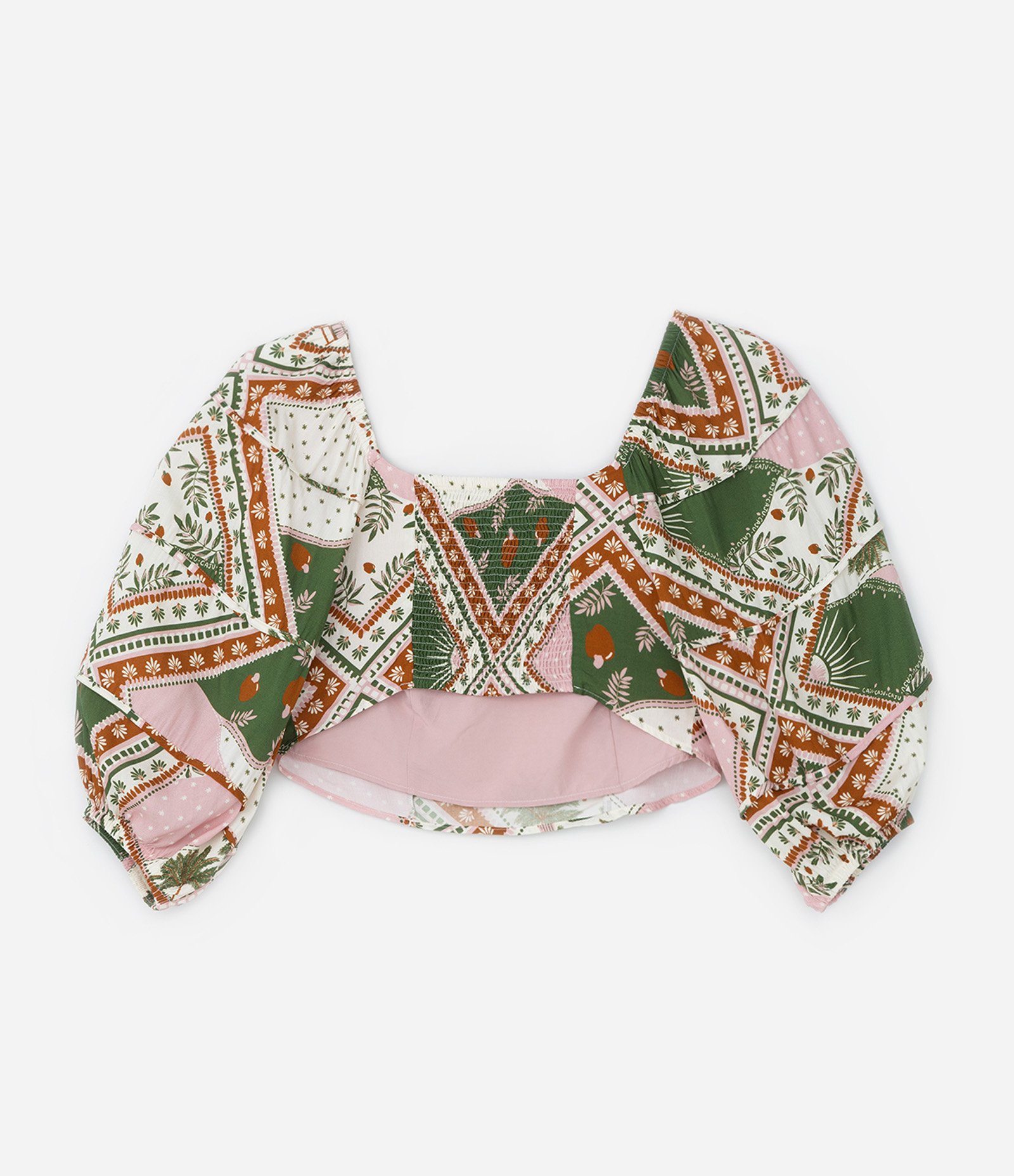 Blusa Estampa de Lenço com Manga 3/4 Curve & Plus Size Multicores 6