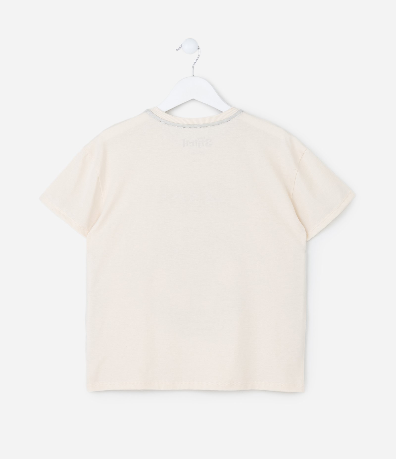 Camiseta Infantil com Estampa Stitch - Tam 5 a 14 Anos Bege 2