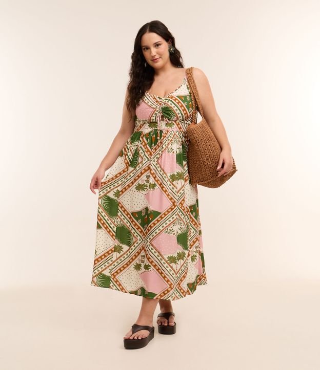 Vestido Longo em Viscose e Estampa Lenço Curve & Plus Size