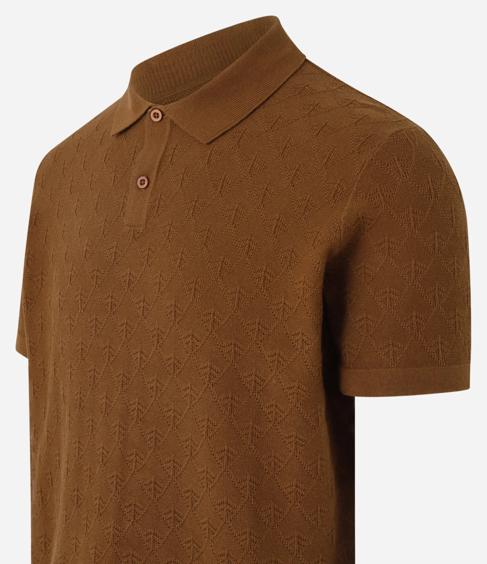 Camisa Polo Regular em Algodão com Textura Geométrica Marrom 6