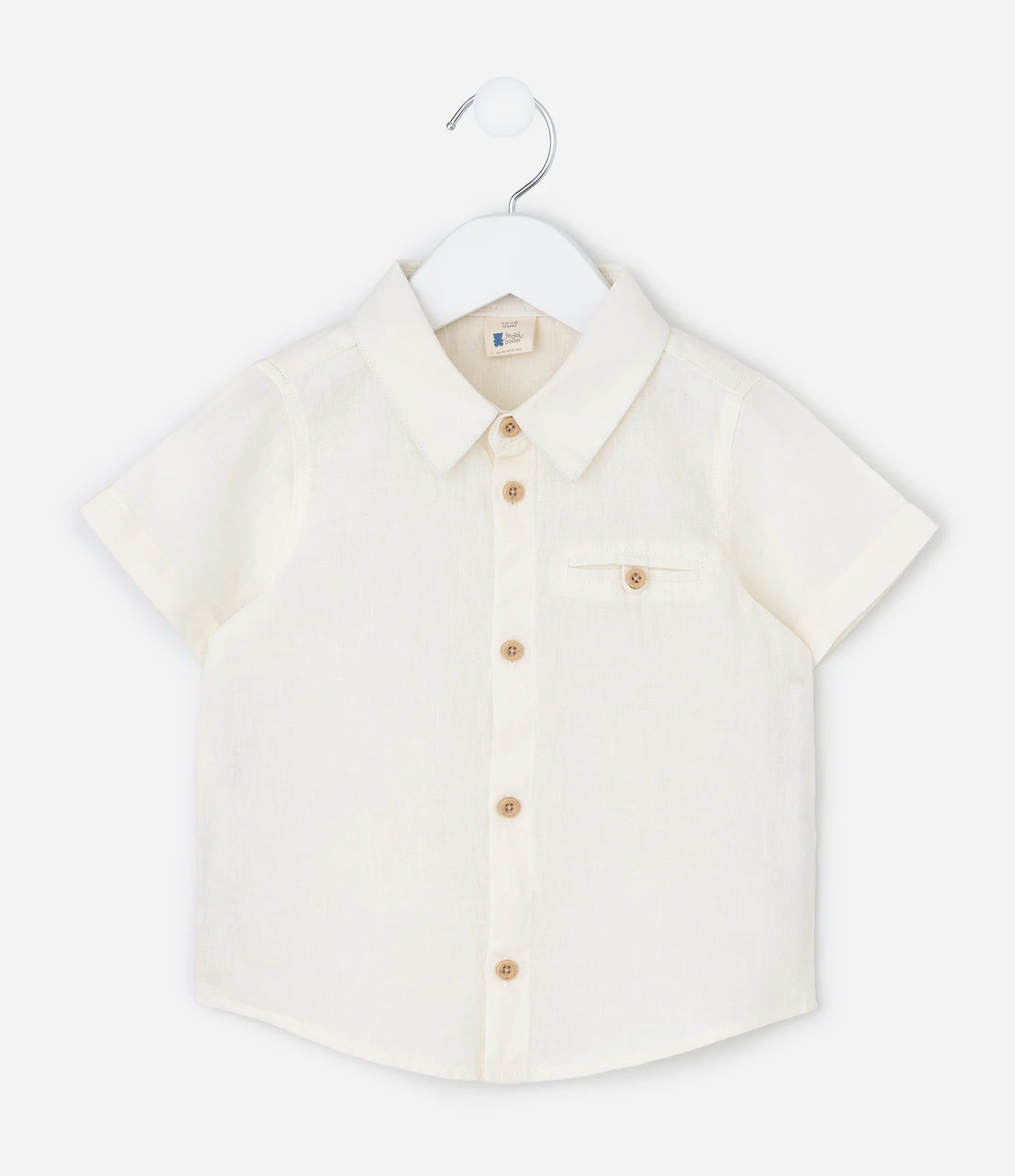 Camisa Infantil em Linho com Gola Polo – Tam 0 a 18 Meses Off White 1