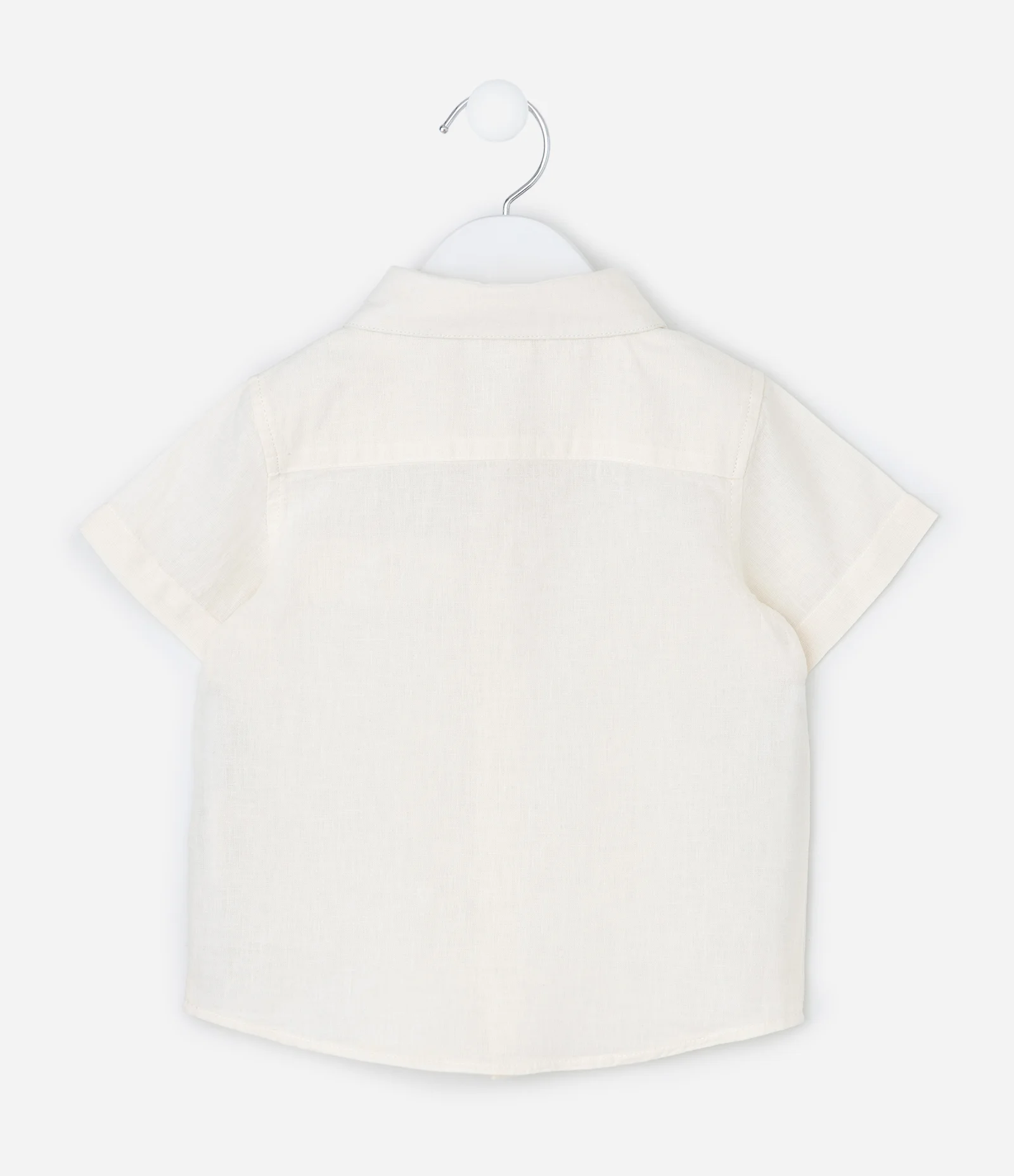 Camisa Infantil em Linho com Gola Polo – Tam 0 a 18 Meses Off White 2