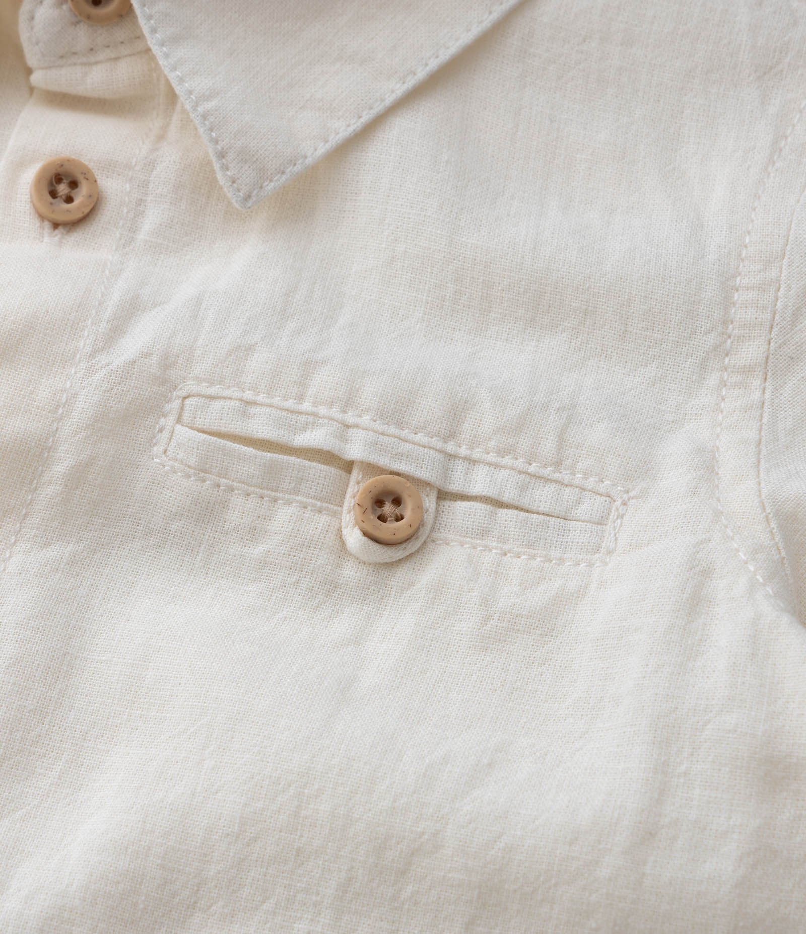 Camisa Infantil em Linho com Gola Polo – Tam 0 a 18 Meses Off White 4