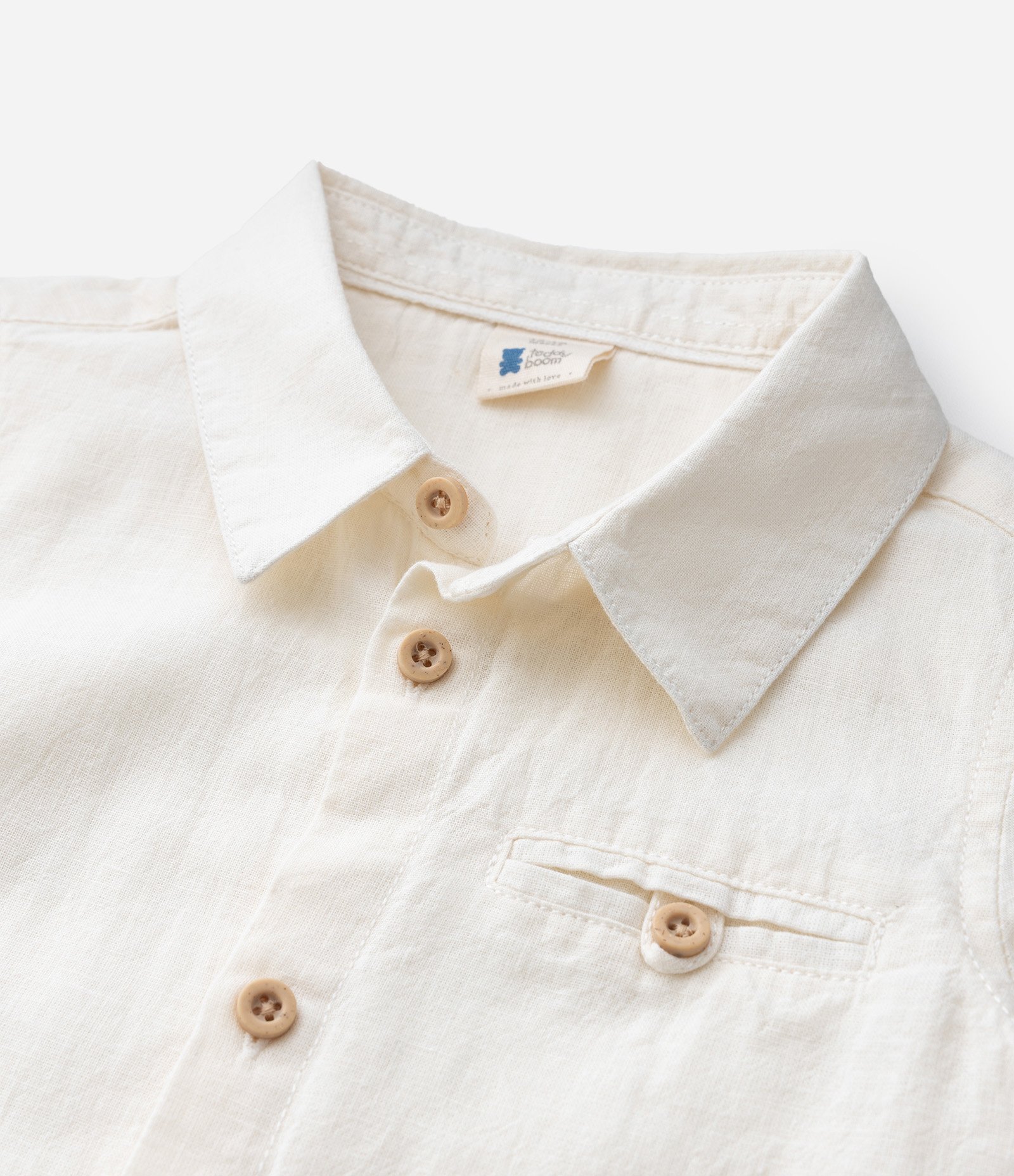 Camisa Infantil em Linho com Gola Polo – Tam 0 a 18 Meses Off White 5