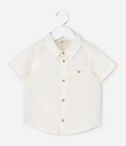 Camisa Infantil em Linho com Gola Polo – Tam 0 a 18 Meses