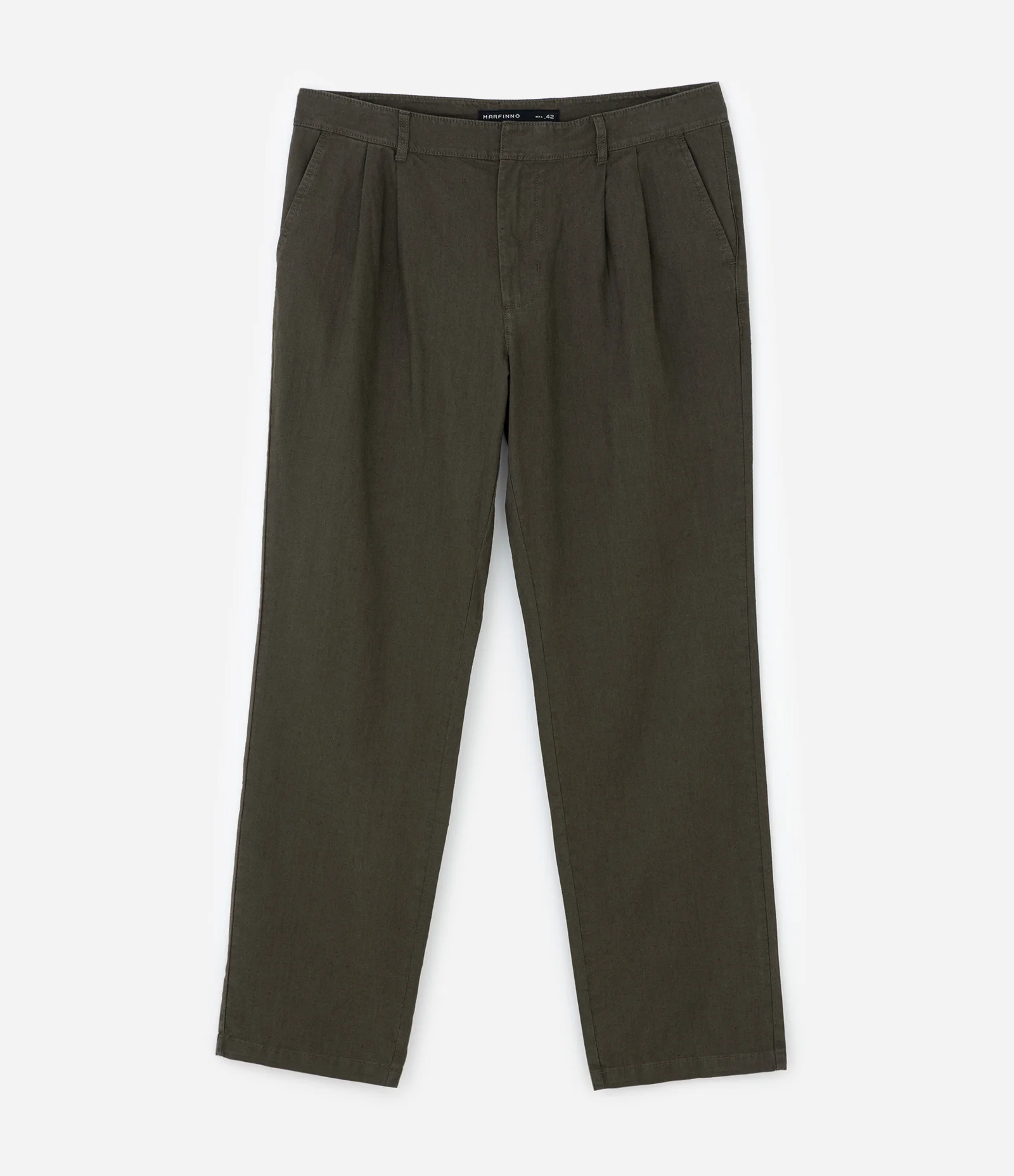 Calça Comfort em Linho com Pregas Verde 1