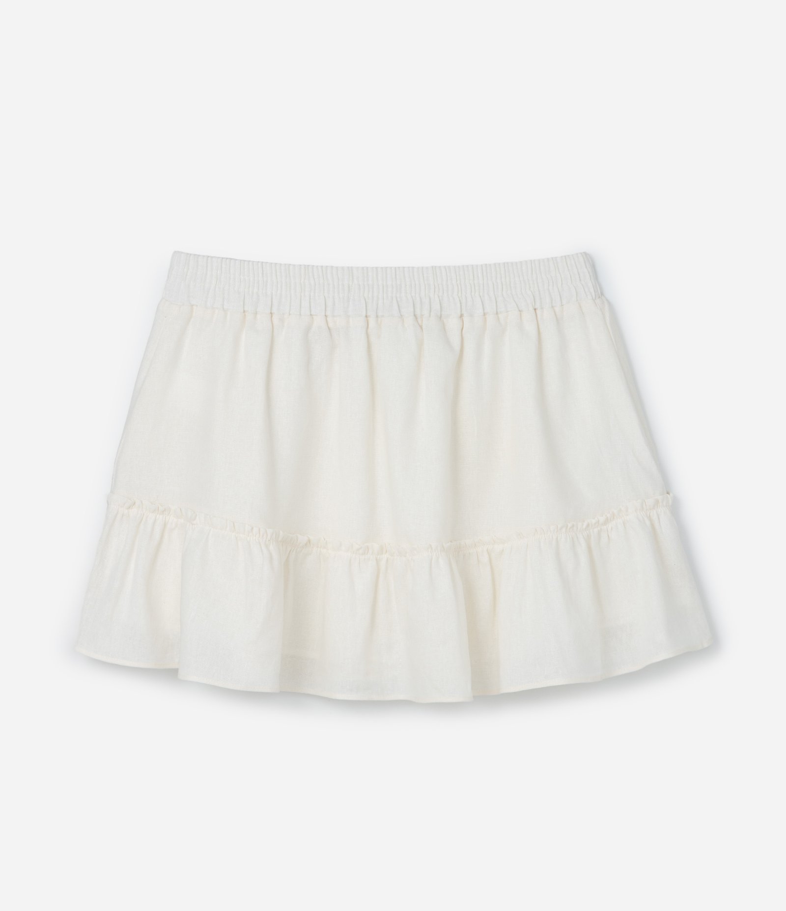 Saia Curta em Linho e Viscose com Amarração no Cós Curve & Plus Size Branco 6