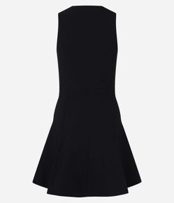 Vestido Curto Evasê em Bengaline com Pregas