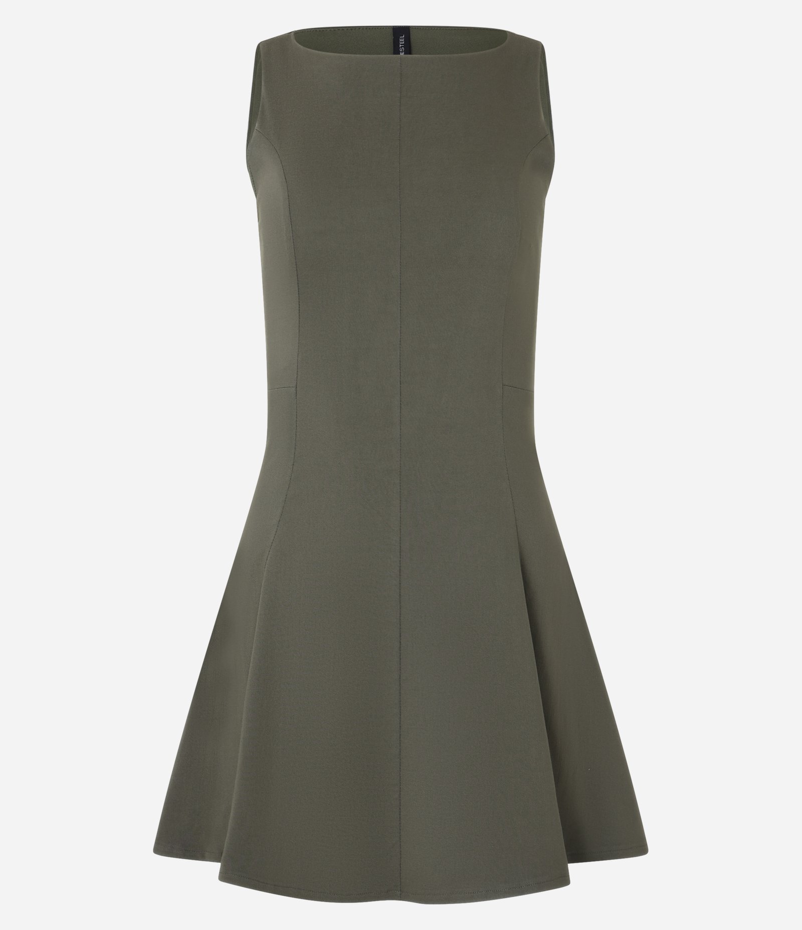 Vestido Curto Evasê em Bengaline com Pregas Verde 6