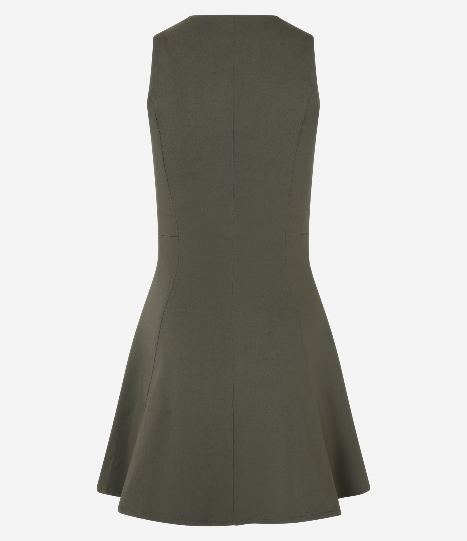 Vestido Curto Evasê em Bengaline com Pregas Verde 7