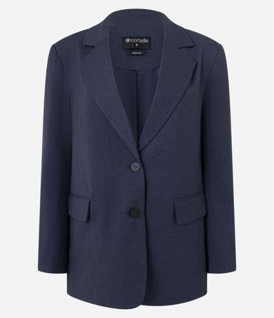 Blazer Regular Alongado e Alfaiatado com Aplicação de Strass