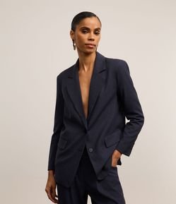 Blazer Regular Alongado e Alfaiatado com Aplicação de Strass