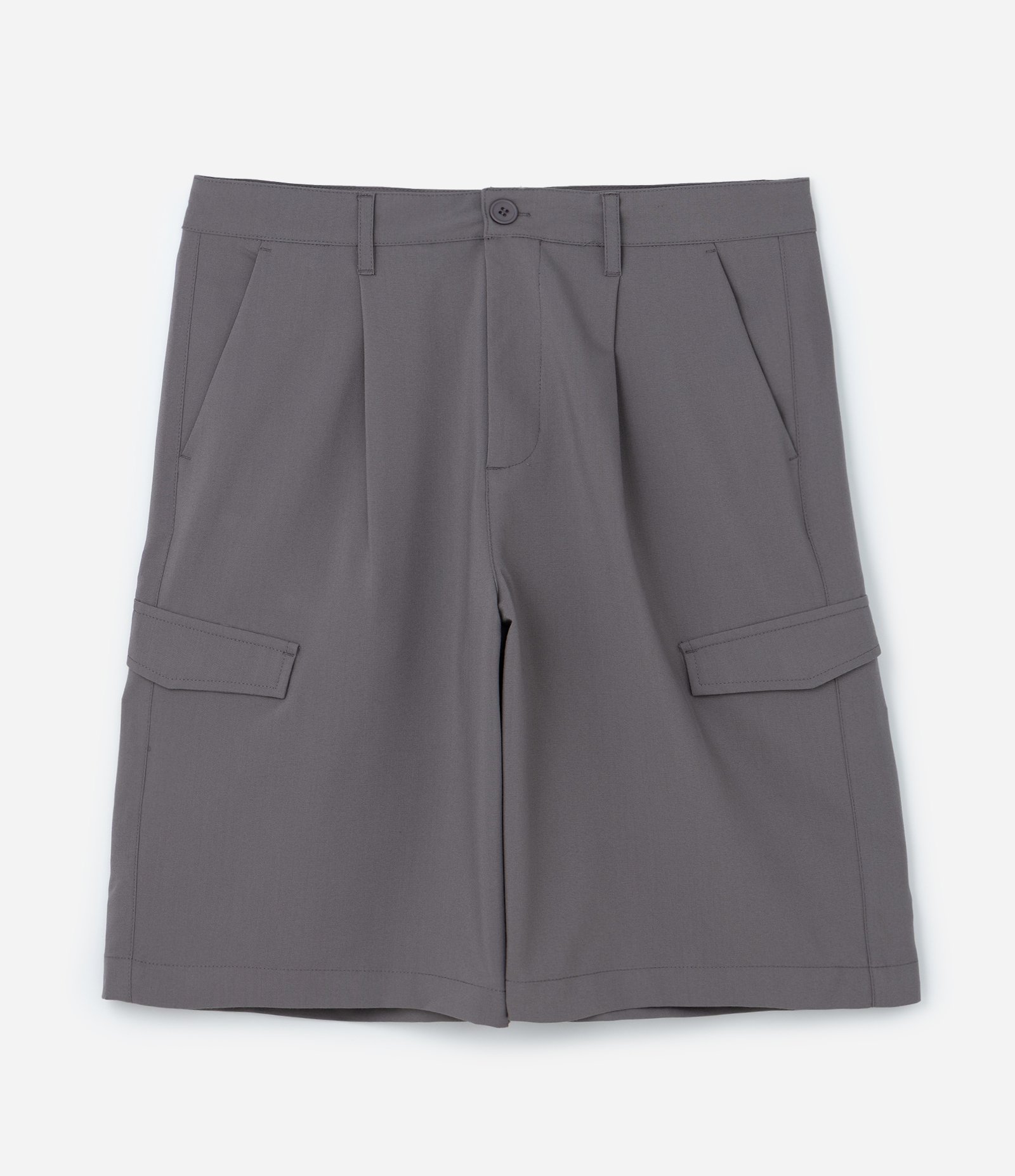 Bermuda Baggy em Viscose Alfaiatada com Bolsos Cinza 6